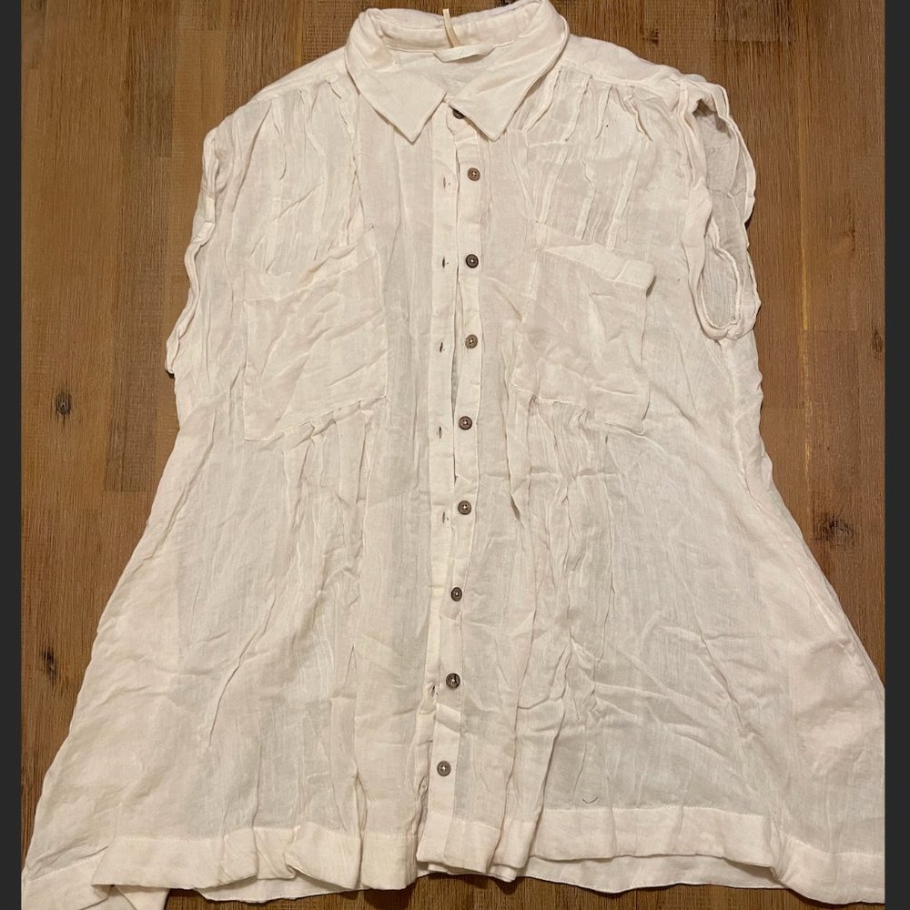 Free People Gauzy Cream Oversized Tunic